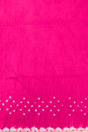 Bright Raspberry Pink Tie And Dye Bandhani Cotton Saree 10076495