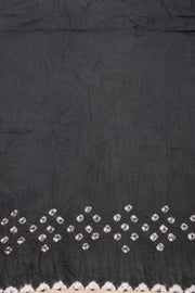 Smoky Charcoal Grey Tie And Dye Bandhani Cotton Saree 10076496