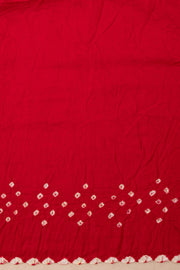 Bridal Red Tie And Dye Bandhani Cotton Saree 10076497