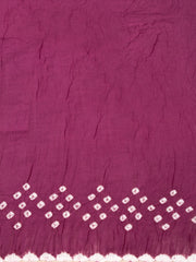 Vintage Rose Purple Tie And Dye Bandhani Cotton Saree 10076498