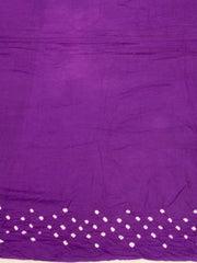 Royal Purple Tie And Dye Bandhani Embroidered Cotton Saree 10076500