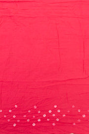 Poppy Pink Tie And Dye Bandhani Embroidered Cotton Saree 10076503