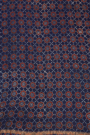 Slate Blue Ajrakh Printed Silk Cotton Saree 10076504