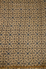 Golden Beige Ajrakh Printed Silk Cotton Saree 10076505