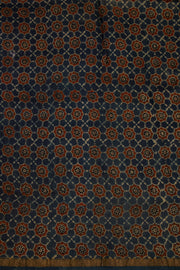 Night Sky Blue Ajrakh Printed Silk Cotton Saree 10076507