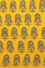 Festival Yellow Ajrakh Printed Mulmul Cotton Saree With Floral Border 10076526