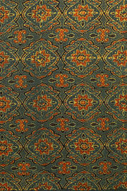 Earthy Sage Green Ajrakh Printed Mulmul Cotton Saree With Geometric Border 10076528