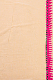 Sandy Cream Handloom Assam Cotton Saree With Temple Border 10076540