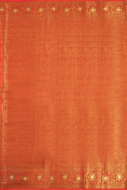 Sunburst Red Handloom Banarasi Dupion Silk Saree With Floral Border 10076558