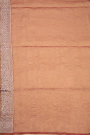 Cinnamon Brown Banarasi Crushed Tissue Organza Saree With Floral Border 10076568