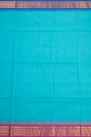 Mint Aqua Blue Handloom Kanchi Cotton Saree with Temple Border 10076576