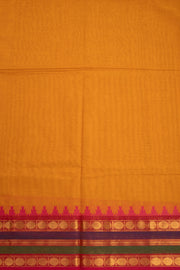 Sunset Orange Handloom Kanchi Cotton Saree With Rudhraksham Motifs and Temple Border 10076583