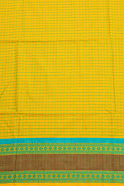 Harvest Olive Green Handloom Kanchi Cotton Saree With Checks Designs and Floral Motifs 10076590