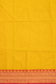 Honeydew Yellow Handloom Kanchi Cotton Saree with Floral Border 10076592