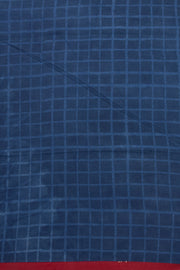 Deep Indigo Blue Handblock Printed Cotton Saree with Floral Motifs 10076595