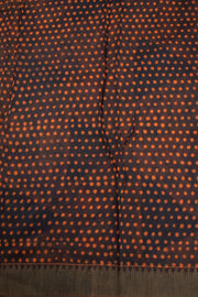 Dusty Charcoal Black Handblock Printed Silk Cotton Saree With Geometric Motifs 10076596
