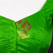 Leaf Bud Green Kanjivaram Soft Silk Blouse With Floral Motifs 10076603