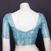 Coral Bay Blue Banarasi Silk Blouse with Floral Motif 10076604