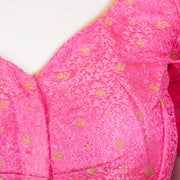 Candy Orchid Pink Banarasi Silk Blouse with Floral Motif 10076605