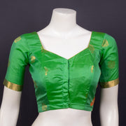 Clover Field Green Kanjivaram Soft Silk Blouse With Paisley Motifs 10076607