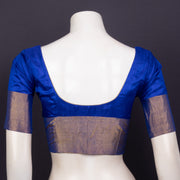 Sapphire Night Blue Kanjivaram Soft Silk Blouse With Floral And Paisley Motifs 10076608