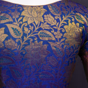 Majestic Blue Kanjivaram Silk Blouse With Floral Zari Border And Motifs 10076610