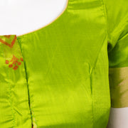 Lemon Grass Green Kanjivaram Soft Silk Blouse With Zari Border 10076615