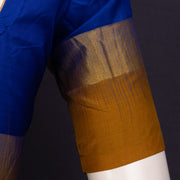 Prussian Blue Green Kanjivaram Soft Silk Blouse With Zari Border 10076618