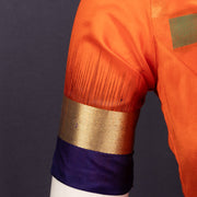 Saffron Glow Orange Kanjivaram Soft Silk Blouse With Geometric Motifs 10076619