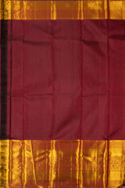 Berry Maroon Monotone Kanjivaram Pure Silk Saree With Striped Floral And Geometric Design 10076723