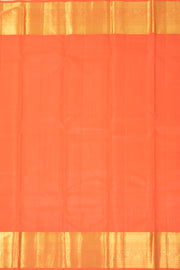 Warm Tangerine Orange Monotone Kanjivaram Pure Silk Saree With Geometric Design And Floral Border 10076725