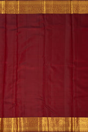 Sunkissed Gold Yellow Kanjivaram Pure Silk Saree With Contrast Royal Wine Maroon Border And Blouse 10076732