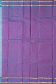 Bright Rose Pink Kanjivaram Pure Silk Saree with Contrast Blue Zari Border 10076751