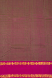 Bottle Green Kanjivaram Pure Silk Saree With Stripes Design And Thandavalam Border 10076756