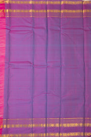 Ocean Depth Blue Kanjivaram Pure Silk Saree With Stripes Design And Thandavalam Border 10076758