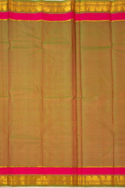 Golden Beetle Kanjivaram Pure Silk Saree With Stripes Design And Thandavalam Border 10076764