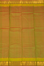 Garden Green Kanjivaram Pure Silk Saree With Stripes Design And Thandavalam Border 10076765
