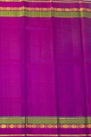 Deep Indigo Blue Kanjivaram Pure Silk Saree With Stripes Design And Thandavalam Border 10076767