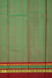 Island Teal Green Kanjivaram Pure Silk Saree With Stripes Design And Thandavalam Border 10076777