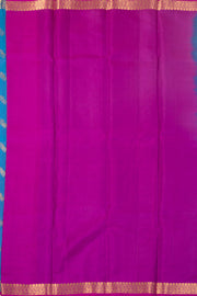 Deep Sky Blue Handloom Kanjivaram Soft Silk Saree With Geometric Butta Design And Floral Border 10076785