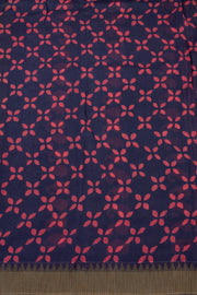 Purple Dabu Printed Silk Cotton Saree 10077027
