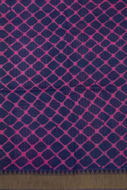 Purple Dabu Printed Silk Cotton Saree 10077030