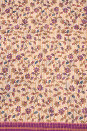 Purple Kalamkari Print Semi Linen Saree 10077244