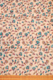 Yellow Kalamkari Printed Semi linen Saree 10077245