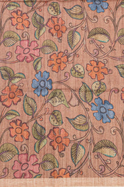 Dark Brown Printed Semi Tussar Silk Saree 10077252