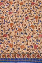 Blue Printed Semi Tussar Silk Saree 10077256