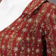 Red Hand Block Vanaspathi Printed Cotton Blouse 10074482