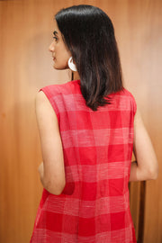 Red Hand Embroidered Cotton Kurta 10062664