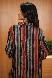 Rustic Black Hand Embroidered Cotton Kurta