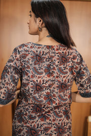 Brown Hand Block Printed Cotton Kurta 10062706